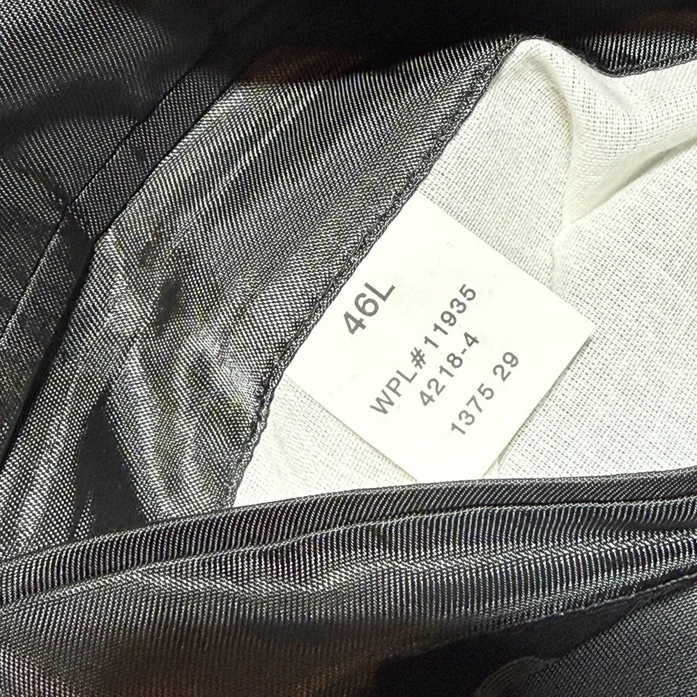 Stafford 46L Houndstooth Sport Coat 100%‎ Pure New Wool Gray Blue Blazer 46 Long